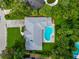 Bird's eye view showcasing a kidney-shaped pool and a spacious backyard at 1389 Harbor Dr, Sarasota, FL 34239