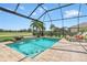 Relaxing screened-in pool with fountains and lounge chairs at 4507 Terrazza Ct, Bradenton, FL 34211