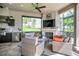 Relaxing outdoor space with seating area and fireplace at 4507 Terrazza Ct, Bradenton, FL 34211
