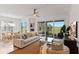 Living area featuring golf course views and modern furniture at 7390 Divot Loop, Lakewood Ranch, FL 34202