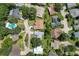 Aerial view showcasing a neighborhood with houses, pools, and lush greenery at 6935 Arbor Oaks Cir, Bradenton, FL 34209