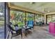 Relaxing screened porch with wicker furniture and view of backyard at 6935 Arbor Oaks Cir, Bradenton, FL 34209