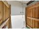 Convenient outdoor shower with wooden privacy enclosure at 303 48Th W St, Bradenton, FL 34209