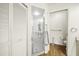 Bathroom featuring a shower, toilet and linen closet at 3653 Bonaventure Ct, Sarasota, FL 34243