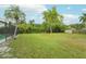 Spacious backyard with lush greenery and partial fence at 1411 70Th Nw St, Bradenton, FL 34209