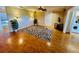 Main bedroom with cork flooring and ceiling fan at 1303 51St W St, Bradenton, FL 34209