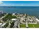 Aerial showing waterfront park, performance venue, and parking areas at 1663 4Th St, Sarasota, FL 34236