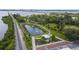 Aerial view of a park with pond, gazebo, and walking paths at 601 5Th W St, Palmetto, FL 34221