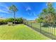 Backyard view with green grass and privacy fence at 4519 Bent Tree Blvd, Sarasota, FL 34241