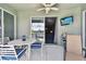 Outdoor patio with table, chairs, and access to the pool area at 5056 Lakehurst Ct, Palmetto, FL 34221