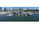 Aerial view of Bay Plaza, a high-rise building with water access and marina at 1255 N Gulfstream Ave # 1003, Sarasota, FL 34236