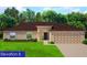 One-story house with brown roof, beige walls, and a two-car garage at 1010 Huntington St, North Port, FL 34288