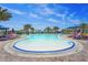 Inviting outdoor pool surrounded by palm trees and comfortable lounge chairs for relaxation at 14480 Eagle Branch Dr, Nokomis, FL 34275