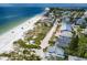 Scenic aerial view of beachfront homes and sandy shoreline, highlighting the idyllic coastal living experience at 3007 Avenue F # 1, Holmes Beach, FL 34217