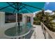 Relaxing outdoor seating area with an umbrella and table, offering beautiful views of the surrounding beach at 3007 Avenue F # 1, Holmes Beach, FL 34217