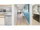 Hallway view leading to a kitchen, living area, and bathroom with updated lighting and modern fixtures at 4224 Madeira Ct # 3309, Sarasota, FL 34233