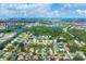 Aerial view of a residential neighborhood with lush landscaping and waterways at 6933 43Rd E Ct, Sarasota, FL 34243