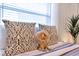 Close-up of comfortable bedroom with decorative pillows, a lion toy, and soft lighting at 5306 19Th W Ave, Bradenton, FL 34209