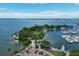 Aerial view of a marina and park with boats and waterfront at 555 S Gulfstream Ave # 804, Sarasota, FL 34236