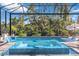 Relaxing pool and spa with a screened enclosure and lush landscaping at 14219 Wenzel Ave, Port Charlotte, FL 33981