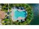 Aerial view of resort-style pool with lush landscaping at 229 Corelli Dr, Nokomis, FL 34275