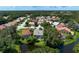 Aerial view of a home with a private pool, showcasing its tranquil setting at 5933 San Michelle Dr, Sarasota, FL 34243