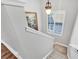 Well-lit staircase with carpeted steps and a decorative chandelier at 14619 Leopard Creek Pl, Lakewood Ranch, FL 34202