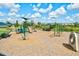 Community playground with playset, swings, and shaded seating at 14607 Swiss Bridge Dr, Lithia, FL 33547