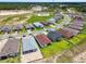 Aerial view of a suburban street with diverse home styles, manicured lawns, and a friendly neighborhood atmosphere at 774 Hillshire Pl, Spring Hill, FL 34609
