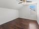 Bedroom featuring dark wood flooring, ceiling fan and a window at 7209 49Th E Pl, Palmetto, FL 34221