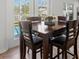 Dining room with seating for four, tile floors and view of screened lanai and pool at 7209 49Th E Pl, Palmetto, FL 34221