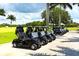 Row of black golf carts parked near the course at 393 N Point Rd # 302, Osprey, FL 34229