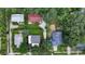 Aerial view of a group of houses in a residential area at 1569 7Th St, Sarasota, FL 34236