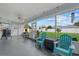 Enclosed patio with comfortable seating and views of the fenced backyard and lush green grass at 5819 2Nd Avenue Nw Dr, Bradenton, FL 34209