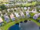 Aerial view showcasing home's location, pool, and proximity to a lake at 12121 Thornhill Ct, Lakewood Ranch, FL 34202