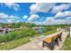 Peaceful waterfront community with a dock and benches at 634 Schooner St, North Port, FL 34287