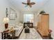 Cozy office space featuring a comfortable sofa and built-in shelving at 12715 Lake Silver Ave, Bradenton, FL 34211