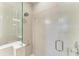 Large walk-in shower with glass enclosure and neutral tile at 4133 Golden Creek Ter, Parrish, FL 34219
