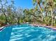 Relaxing community pool, surrounded by lush tropical foliage and lounge chairs at 6417 Meadowlark Ln # 6417, Bradenton, FL 34210