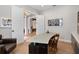 Stylish office with built-in cabinets, a unique desk, and a view of the interior at 1111 143Rd Ne St, Bradenton, FL 34212