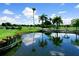 Serene golf course with pond and palm trees at 5591 Downham Meadows, Sarasota, FL 34235