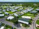 An aerial view showing a mobile home community with various homes and landscaping at 6421 Kilohee Ct, North Port, FL 34287
