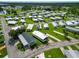 Aerial view showing the property's location in a mobile home community with mature trees at 6421 Kilohee Ct, North Port, FL 34287