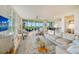 Elegant living room boasting hardwood floors, ample seating, and captivating water views at 393 N Point Rd # 801, Osprey, FL 34229