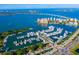 Aerial view of marina with many boats and waterfront at 435 S Gulfstream Ave # 1005, Sarasota, FL 34236