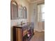 Rustic wooden sideboard with wine storage in a dining area at 8926 Shadyside Ln, Land O Lakes, FL 34637