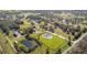 Wide aerial view of a rural community with several houses and ponds at 424 Logue Rd, Myakka City, FL 34251