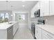 Modern kitchen with white cabinets, stainless steel appliances, and island at 2938 Woodward Ave, North Port, FL 34286