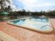 Inviting community pool with lounge chairs and umbrellas at 232 Woodland Dr, Osprey, FL 34229