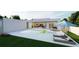 Modern pool and patio with lounge chairs and umbrella at 4014 Bay Shore Rd, Sarasota, FL 34234